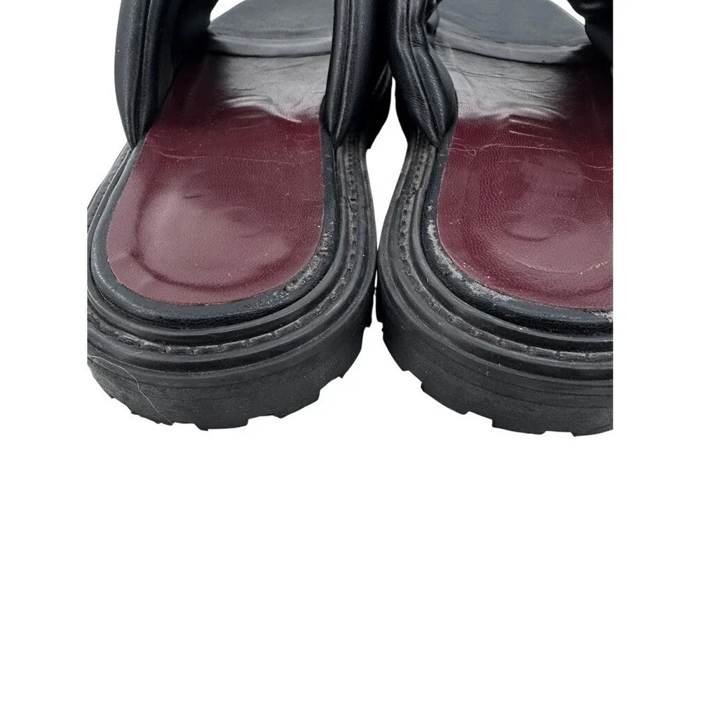 Staud Astro Slide Sandals Black Leather Puffy Padded Platform Lug Sole Slide 39